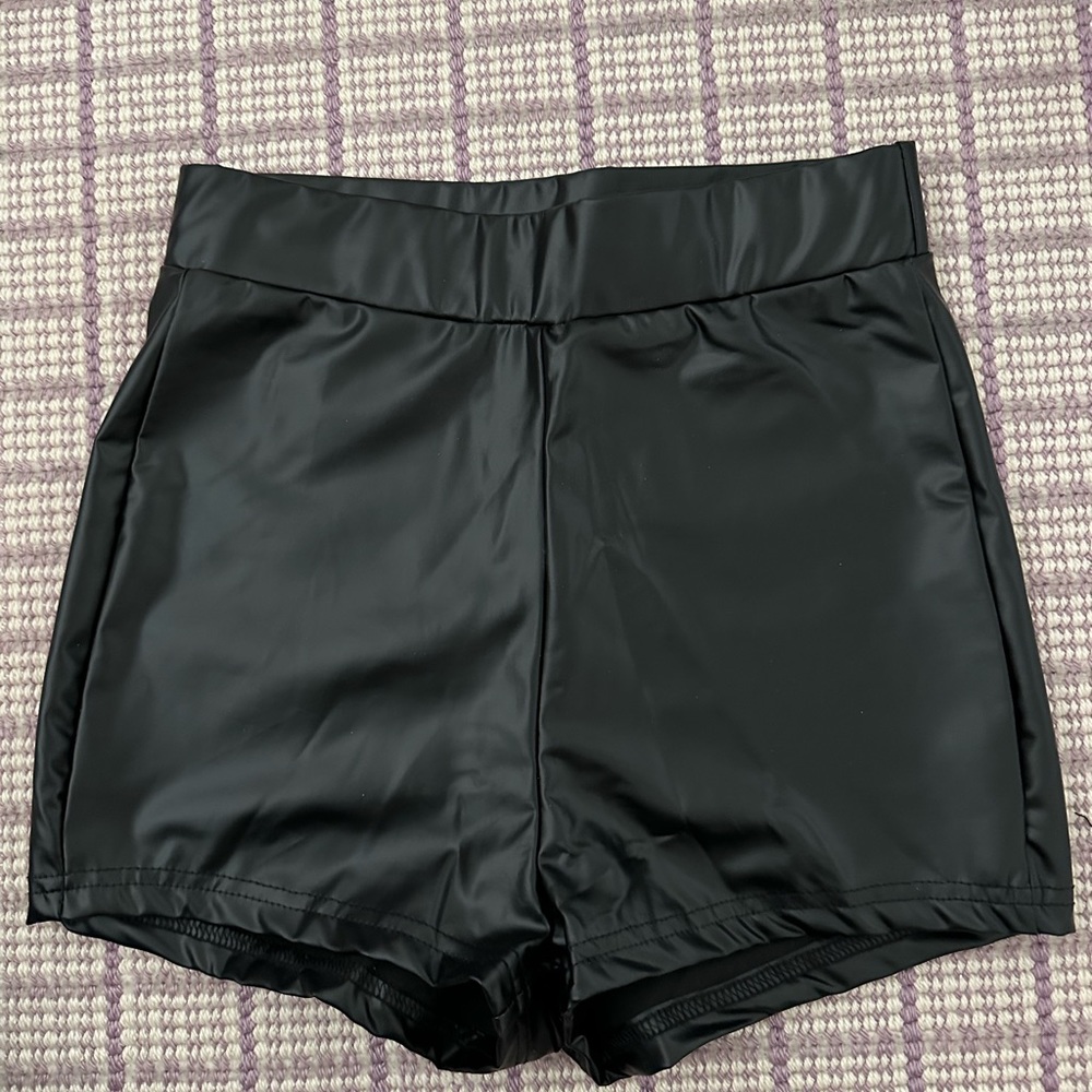 Black leather shorts size small